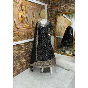 Vestidos de noche de diseñador Vestido de fiesta con Dupatta y colgante Aspecto elegante - Product Image 2