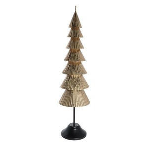 Metal Christmas <b>Tree</b> Decor <b>with</b> Star Topper Gold and Silver Finish Tabletop Indoor Ornament Display Pine Design - Product Image 6