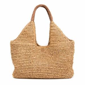 Stay fashionable and polished with this lightweight Natural yarn <b>bag</b> tailored with a distinctive leather strap for looks - Product Image 4