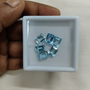 พลอยโทแพซสีฟ้าผสมรูปแปดเหลี่ยมตัดเป็นจำนวนมากท้องฟ้าสีฟ้าบุษราคัมสำหรับทำเครื่องประดับอัญมณีหลวม - Product Image 1