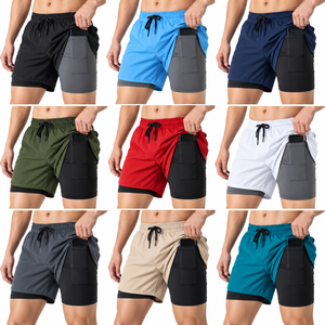 Shorts de course 2 en 1 pour hommes, séchage rapide, shorts de sport et d'entraînement avec doublure de compression et poche pour téléphone, vêtements de sport personnalisés OEM - Product Image 2