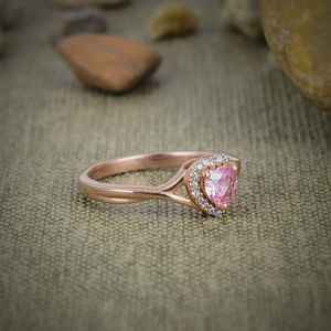 Pink Kunzite <b>925</b> Sterling <b>Silver</b> 14K Rose Gold Plated Heart Cut Art Deco <b>Ring</b> Handmade Pastel Gemstone Jewelry IGI Certified - Product Image 2