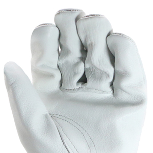Guantes de cuero blanco con dedos completos, unisex, para trabajo al aire libre, para todas las estaciones, con cierre de tirón - Product Image 6