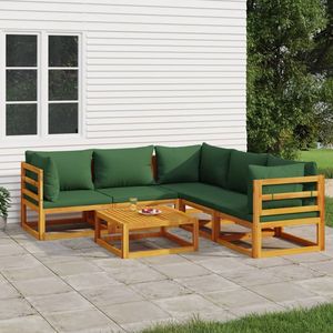 Conjunto de Muebles de Jardín Acolchados Verdes con Madera Natural - Product Image 1