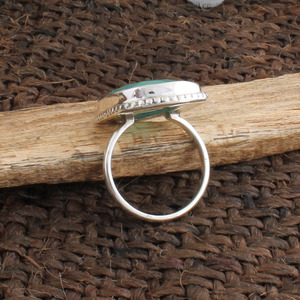 Anillo de Plata de Ley 925 con Turquesa Natural Engastada en Bisel, Hecho a Mano, con Piedra Preciosa, para Mujer, Joyería de Fiesta, Piedra de Nacimiento de Marzo - Product Image 6