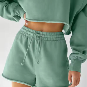 Ensemble décontracté 2 pièces sur mesure pour femmes, taille plus, dentelle, maille, boutons, motif, t-shirt et short à séchage rapide, 100% coton, écologique - Product Image 3