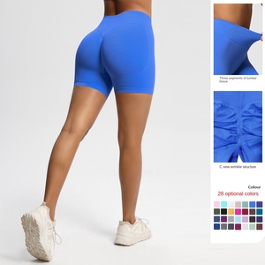 Shorts de yoga taille haute sans couture pour femme, leggings d'entraînement, vêtements de sport recyclés en Spandex/Nylon - Product Image 3