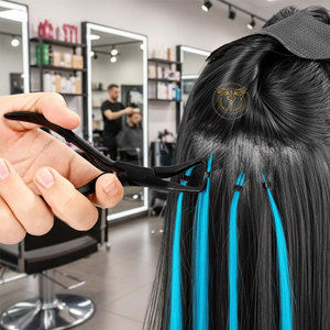 Kit d'outils pour extensions capillaires, poignée noire, pinces de retrait d'extensions en acier inoxydable avec aiguille crochet pour micro-anneaux - Product Image 6