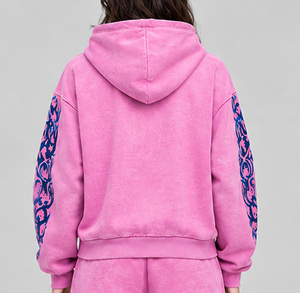 Screen Printed <b>Custom</b> Women's Hoodie Shorts Set Polyester Cotton Casual Streetwear Personalized Print OEM Matching Two Piece Set - Product Image 4