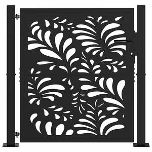 Puerta de Jardín de Acero Negro con Diseño de Ondas, 39.4x39.4 Pulgadas, Categoría de Productos de Cercas y Portones - Product Image 3