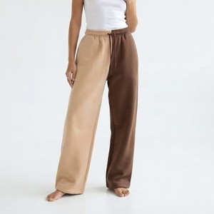 Best Selling Ladies <b>Jogger</b> Two Tone Wide Leg Sweatpants Color Block Solid Color Cotton <b>Fleece</b> <b>Joggers</b> For Women - Product Image 4