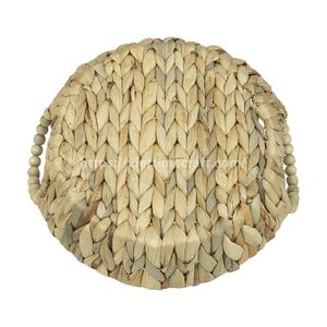 Bandeja de jacinto de agua versátil con asas de cuentas, cesta de servicio para alimentos, aperitivos y bebidas, organizador decorativo y almacenamiento - Product Image 5