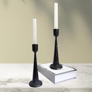 Ensemble de deux chandeliers décoratifs en fonte noire pour bougies coniques, pour table à manger, mariage, fête, anniversaire - Product Image 5