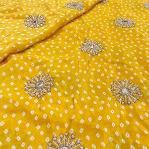 Tissu brodé perlé personnalisé, tissu à sequins, tissu dentelle, tissu organza pour kaftan, abaya, robe, textile, exportateur et acheteur en gros - Product Image 3