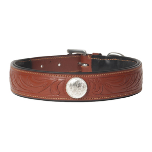 Collar de Cuero para Perro Grande, Tallado a Mano, Acolchado, de Cuero Genuino de Búfalo, Ajustable, Resistente, con Diseño de Concho - Product Image 5