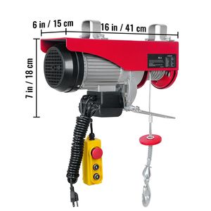 Paranco Elettrico da 800 kg con Telecomando Cablato da 4,2 m, 110 Volt, Altezza di Sollevamento 12 m, Sollevatore per Costruzioni in Acciaio Puro - Product Image 3