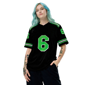 Maillot de football américain personnalisé vert et noir en mesh, unisexe, respirant, col en V, uniforme d'équipe, vêtements de sport légers, tenue de football - Product Image 4
