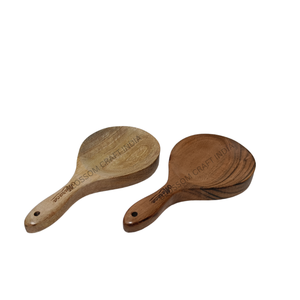 Grande cuillère ronde en bois polie à la main Blossom Craft, design nordique écologique, manche court - Product Image 2