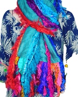 Écharpe en soie de sari recyclée de haute qualité, respirante, taille personnalisée, châle, textile de maison pour femmes, tentes, accessoires de mariage, sacs