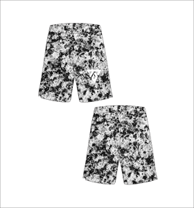 Shorts pour hommes noir et gris camouflage, motif abstrait effet vieilli et bruité, boardshorts d'été, bas de tenue streetwear décontracté, entraînement sportif - Product Image 1