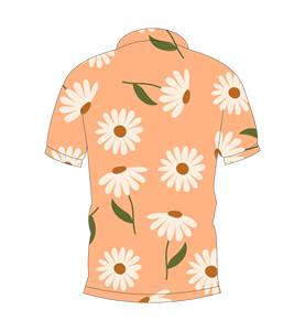 Camisa polo con estampado floral Peach Daisy para hombre, camiseta informal de verano de manga corta a la moda para golf - Product Image 5