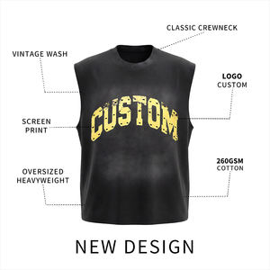 Débardeur tricoté personnalisé pour homme, grande taille, coupe ample, en coton/fibre de bambou, 240 g/m², respirant, séchage rapide, style streetwear, DTG - Product Image 3