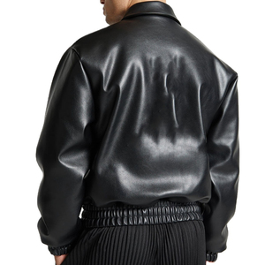 Rahsal Industries Men's Black Gray Solid Winter Varsity Jacket PU Leather Hooded Zipper Closure Breathable STREETWEAR Regular - Product Image 3