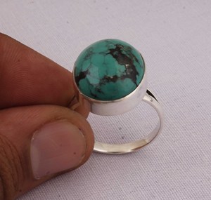 Natural Turquoise <b>Ring</b> 925 Sterling Silver Jewelry Vintage Style Oval Blue Gemstone <b>Ring</b> Antique Finish <b>Statement</b> <b>Ring</b> for Women - Product Image 4