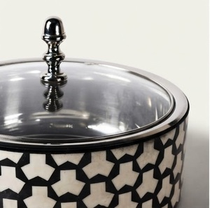 Olla de lujo con diseño de incrustaciones de hueso, cacerola aislada, calentador de alimentos hecho a mano de acero inoxidable con tapa de vidrio para buffet de bodas - Product Image 2