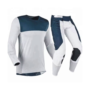 Traje de Motocross de Manga Larga para Hombre, Color Blanco y Azul Marino, Bloques de Color, Secado Rápido, Ropa Deportiva para Todas las Temporadas, Kit para Adultos - Product Image 1