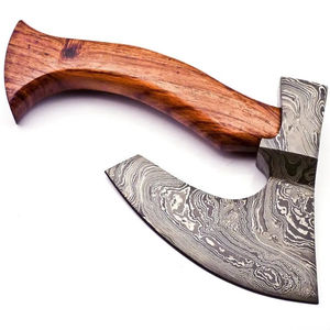 Hacha de Pizza Burraq Hecha a Mano con Acero al Carbono, Mango de Madera de Palisandro, Funda de Cuero, para Camping, Bricolaje, Uso Industrial, Regalo del Día del Padre - Product Image 4