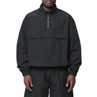 Veste Anorak Unisexe Personnalisée OEM en Nylon Froissé Léger avec Col Montant et Fermeture Éclair Courte, Coupe Oversize, Style Survêtement