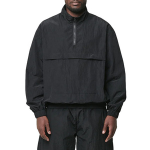 Chaqueta Anorak Ligera de Nylon Arrugado con Cremallera de Cuarto, Unisex, OEM Personalizada, con Cuello Alto y Diseño Oversize, Estilo Chándal - Product Image 6