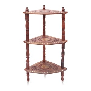Elegant Sheesham Wood Corner <b>Shelf</b> with Carvings - Wholesale B2B - Product Image 2