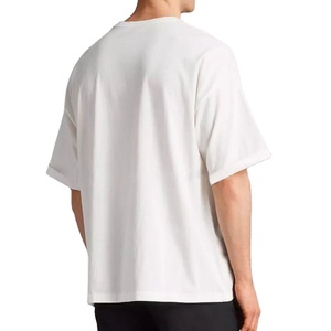 Camisetas gruesas de algodón 100% en blanco para hombres de alta calidad, camisetas cuadradas de Color sólido de gran tamaño con manga de hombro caído de peso pesado - Product Image 5