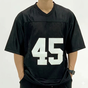 Maillot de football blanc imprimé en mesh, col en V, manches courtes, séchage rapide, respirant, sublimé, pour le printemps et l'été, personnalisable avec numéro pour homme - Product Image 2