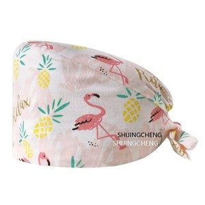 Classic Design Unisex Woven Polyester/Cotton Hospital Medical Surgical <b>Cap</b> with Needle Detection Adjustable Fit Printed Design - Product Image 2