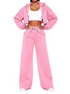 Ensemble de survêtement pour femme, deux pièces, style hip-hop, comprenant un sweat à capuche court zippé surdimensionné et un pantalon de jogging - Product Image 3