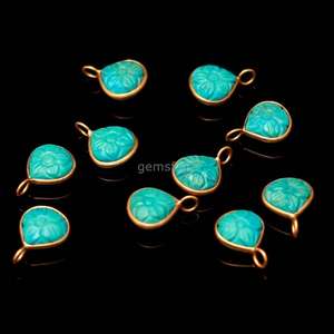 Aaa blue turquoise flower pendant 925 sterling <b>silver</b> gemstone pendant hand carved heart charm turquoise jewelry making supplies - Product Image 3