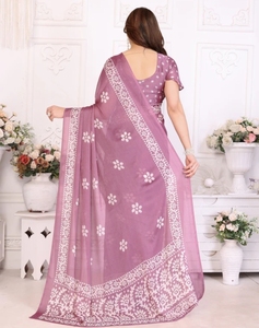 KV <b>Printed</b>, <b>Blocked</b> <b>Printed</b> Hand Batik Chiffon Georgette Saree - Product Image 3