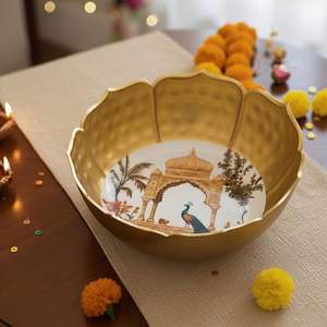 Jarrón Dorado Redondo con Borde Festoneado para Centros de Mesa Florales de Boda, Decoración de Mesa, Jarrón de Piso, Estilo Costero Único - Product Image 6