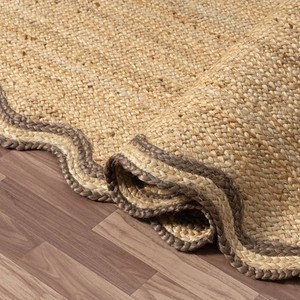 พรมปอกระเจาธรรมชาติสีทึบสไตล์บ้านไร่สานแบบแบนไม่ลื่นด้านหลังเป็นยาง - Product Image 4