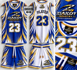 Venta al por Mayor Directa de ZIAKOT INDUSTRY, Jersey de Baloncesto Retro Personalizado Blanco, Azul Marino y Dorado, Auténtico - Product Image 4