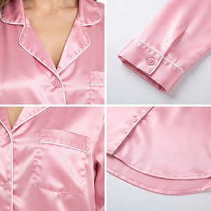 REGAL THREE LLC Women's Silk Satin Long Sleeve <b>Shirt</b> Turn Down Collar <b>Button</b> <b>Up</b> Sleepwear Top Ladies Lightweight <b>Night</b> <b>Shirt</b> - Product Image 6