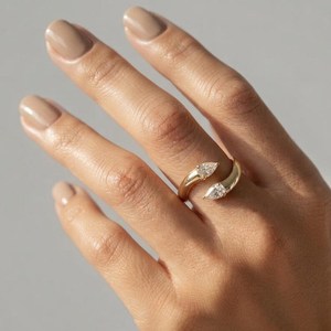 Anillo Abierto de Compromiso con Diamante Romántico Cultivado en Laboratorio, Corte Pera, Unisex, Oro Sólido de 18K, Regalo para Amantes, Ideal para Fiestas y Ocasiones Especiales - Product Image 5