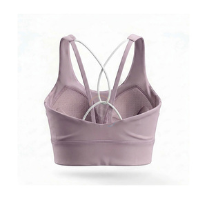 New Design Cross Back Tops Running Fitness Removable Padded Workout Gym Yoga Bras Women's High Impact Sports Bra - Product Image 4