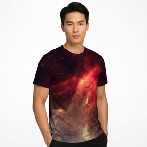 T-shirt à manches courtes col rond pour homme, imprimé galaxie, coupe classique, tissu tricoté en polyester, imprimé photo, vêtement décontracté - Product Image 2