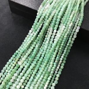 Perles rondes lisses en chrysoprase de qualité AA certifiées IGI 100% naturelles, 3mm-4mm, couleur vert pierre, Fire Vivaaz Gems Jaipur - Product Image 5
