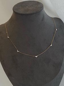 Collier délicat en or avec diamant de laboratoire pour femme, chaîne flottante minimaliste, plaqué or, bijou délicat, cadeau - Product Image 4