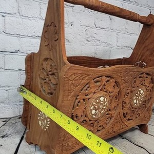 Porte-revues rectangulaire en bois de sheesham léger, fait main, style vintage, design rustique, écologique et durable | - Product Image 1
